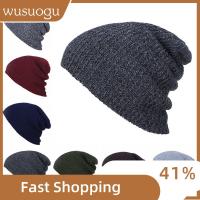 WUSUOGU ฤดูหนาวที่อบอุ่น Baggy ถัก หมวกอิดโรย หมวกสกี หมวกถักนิตติ้ง unisex หมวก Skullies