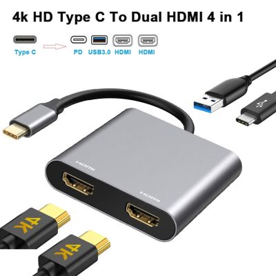 ประเภท C เป็น Daul HDMI-เข้ากันได้4K VGA USB C 3.0 87W ฮับพีดีอะแดปเตอร์สำหรับ MacBook Samsung นินเทนโด S9 Dex Huawei P20 Xioami 10 TV Feona
