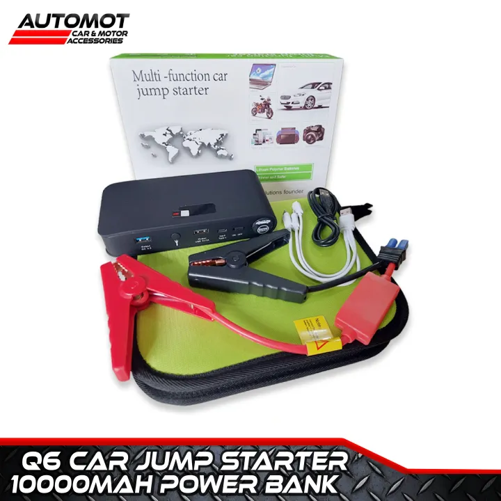 Q6 MultiFunction Car Jump Starter 10000mAh Powerbank Power Station