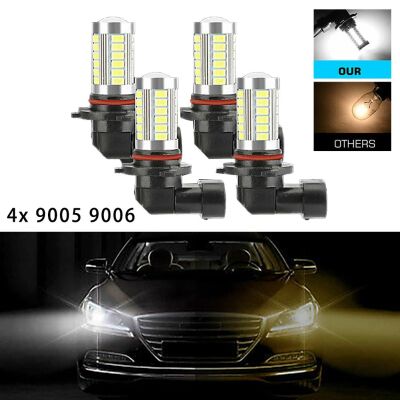 1200LM 9005 9006ไฟหน้า33 SMD 4ชิ้น/เซ็ต6.6W 6000-6500K หลอดไฟ Combo