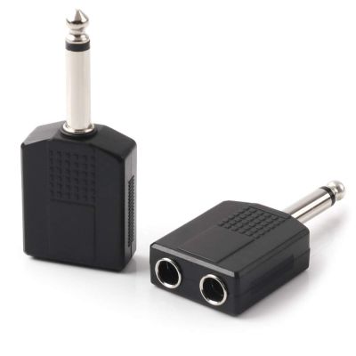 1/4" Stereo Audio Jack Plug Adapter Single Male to Female 6.35mm Dual Mono Stereo Jack Headphone Microphone Y Splitter Converter Cables