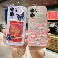 Xiaomi13T เคสโปร่งใสลายผีเสื้อทิวลิป Pro/ 13T เคสโทรศัพท์ซิลิโคน TPU แฟชั่นกระเป๋าใส่บัตร Xiaomi Mi13T กรอบแบบนิ่ม13T