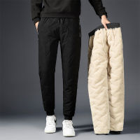 CWMen ฤดูหนาวขนแกะหนา Lambswool Warm Sweatpants สบายๆกันน้ำขนาดใหญ่กางเกงขนสัตว์ชายสีดำสีเทา Joggers กางเกง