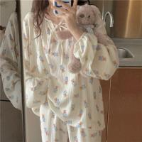 ▧♀☫ Kawaii Clothes Bear Printing Pajamas for Women Two Piece Sets Spring Long Sleeve Pullover Top Trousers Women 39;s Sleepwear Pjs