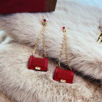 Creative design red bag style tassel earrings for women fashion jewelry trend unique statement earrings party jewelry gifts