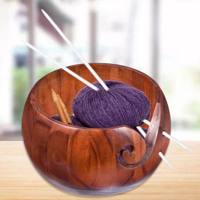 Rack Slippage Knitting Holes For Handmade Kit Bag Crochet Storage With Bowl Yarn Wooden