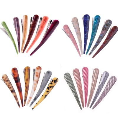 Retro Acrylic Hairpin Large Horn Duckbill Hair Clip Long Stick Leopard Colorful Barrette Women Makeup Ponytail Holder Hairpin