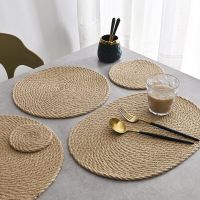 High-end MUJI Japanese creative placemats dining table insulation mats linen woven anti-scalding pot mats Western food mats and coasters high temperature resistant household