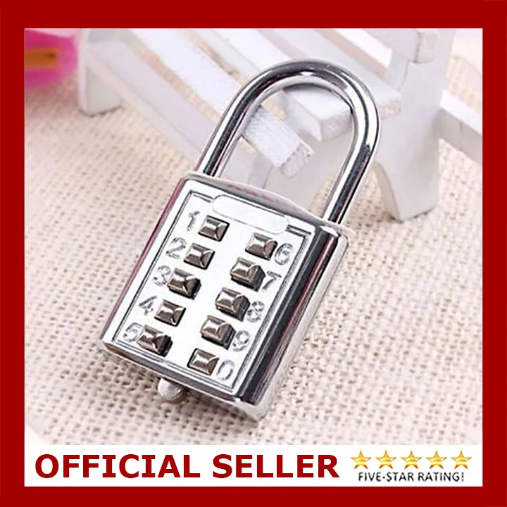 8 Digit Padlock Push Button Combination Locking Mechanism Chrome Plated ...