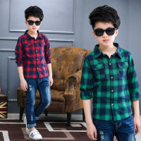 3-13 Years Teens Long Sleeve Plaid Shirt Boy Uniforms Children Teenage Tops Turn Down Collar School Shirts For Boys Kids Clothes