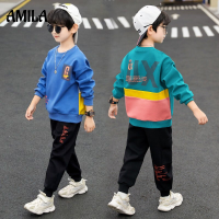 AMILA ชุดสเวตเชิ้ตเด็กผู้ชาย,เสื้อผ้าเด็กสไตล์ใหม่เสื้อผ้ากีฬาหล่อๆ