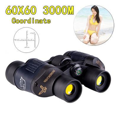 High-definition escope 60X60 Binoculars with Compass HD 3000M Powerful Fixed Zoom for Outdoor Hunting Optical Binocular
