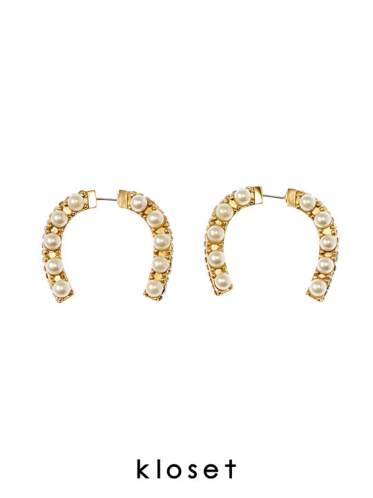 kloset-horseshoe-with-pearls-earrings-rs22-acc003-ต่างหู-ต่างหูเกือกม้า-ต่างหูkloset-ต่างหูแฟชั่น-ต่างหูทอง