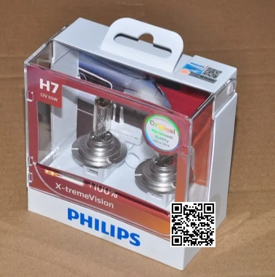 Genuine Philips X-treme Vision H7 - PAIR, headlamp bulb, MADE IN POLAND ...