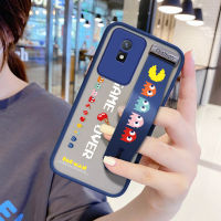 Case4you เคสสำหรับ Vivo Y02A Y02T มีสายรัดข้อมือกันกระแทกด้านหลังฝ้าสำหรับ PacMan G Cover เคสโทรศัพท์บางเฉียบปกป้องเลนส์เต็มขอบเคสใส่โทรศัพท์นิ่ม