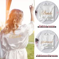 S-XXL Bridesmaid Bride Wedding Party Robe Women Kimono Satin Pajamas Bridesmaid Bathrobe White Champagne Bridal Party Robes