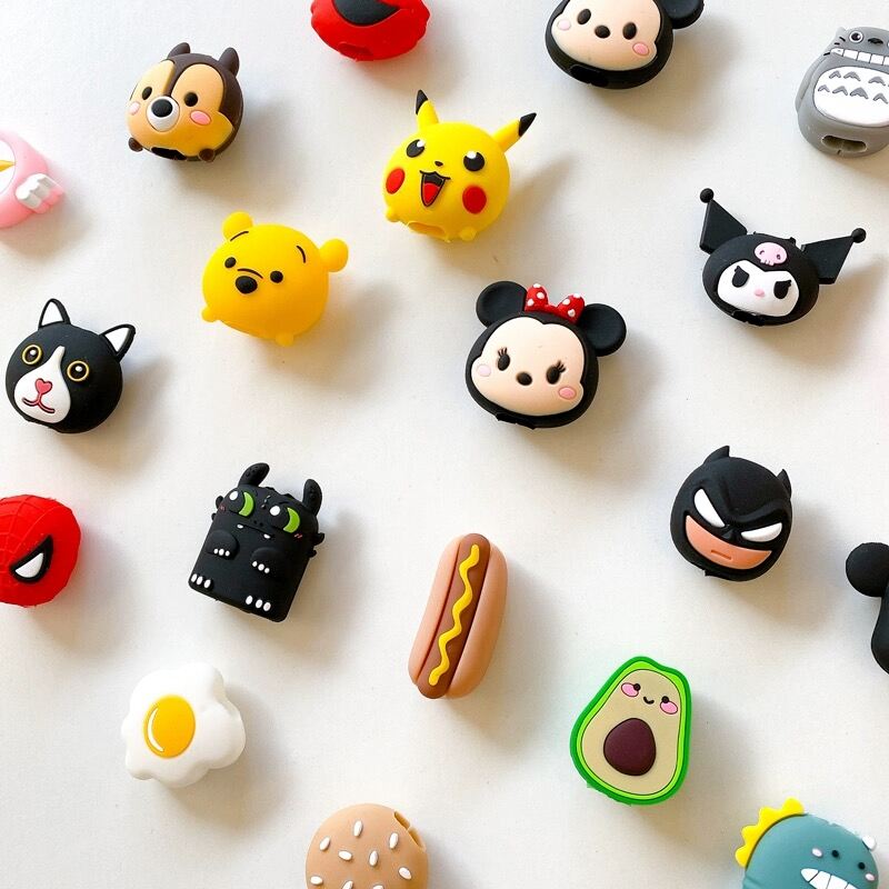 Kabel Bite kartun Cut kabel pelindung Wire Wunder Date Line Core USB mengecas perlindungan Cover Winder penganjur untuk Semua telefon Iron Man, Spider Man, Batman, Pikachu, Disney, Melody, Culomi