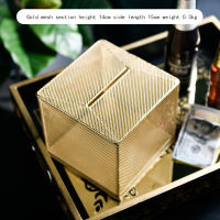 European Luxury Hollow Gold Iron Piggy Bank Paper Adults Money Box Home Decoration Crafts Christmas Gift