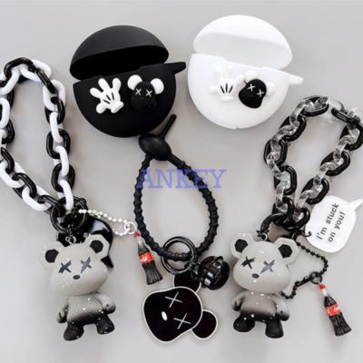 Suitable for OPPO Enco Air 3 / Air2 Pro / R Play / Buds 2 W12 W11 Earphone Silicone Case Cute Kaws Bear Earbuds Waterproof Shockproof Soft Protective Headphone Cover Headset Skin with Pendant