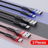 Pzoz สาย Usb Type C 3ชิ้น,สายชาร์จสายเคเบิ้ล Usbc Samsung ข้อมูล Redmi สาย C Type C สำหรับชาร์จ Usb และ Xiaomi ข้อมูล Mi