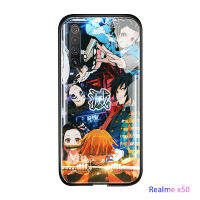 UCUCเคสมือถือ เคสโทรศัพท์ เคสRealme X3 SuperZoomกรณีRealmex50ญี่ปุ่นAnime Demon Slayerเคสโทรศัพท์Kimetsuไม่มีYaiba Tanjirou Nezuko Glossyกระจกเทมเปอร์ปลอกกันกระแทก