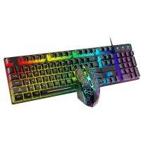 T6 Rainbow USB Wired Keyboard Mouse Pad Combo RGB Backlit Pro PC Gaming Keypad R9CB