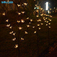 SOLLED โคมไฟพลังงานแสงอาทิตย์3 In 1รูปต้นเชอร์รี่,ไฟ LED ตกแต่งสวนสนามหญ้า