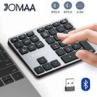 JOMAA คีย์บอร์ดไร้สายแบบชาร์จไฟได้2.4G + Bluetooth Digital Keyboard สำหรับแล็ปท็อปคอมพิวเตอร์ iPad 35-Keys Aluminium Number Pad