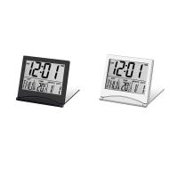 Electronic Folding LCD Digital Alarm Clock Desktop Temperature Hygrometer Clock Weather Station Desk Table Clock