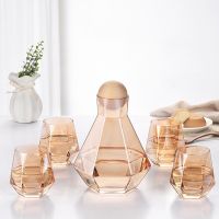 Gold 5Pcs Glass Water Jug Hot Cold Water Tea Pot Juice Drink Fruit Teapot Carafe With Handle Filter Heat-proof Teapot Set