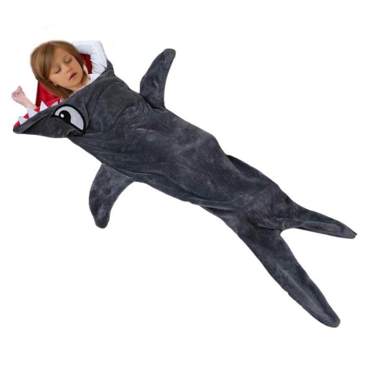 shark-sleeping-bag-double-layer-plush-animal-blanket-pajamas-onesie-wearable-hoodie-super-soft-warm-for-camping-trips-sleepovers-gatherings-party-nights-cosy