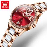 OLEVS 6686 Fashion Automatic Mechanical Watches For Women Waterproof Ceramic Band Women Wristwatch Calendar