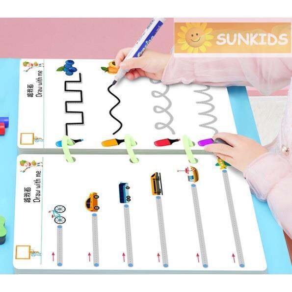 NEW Wipe Clean Tracing Worksheets Book 64 Pages For Kids Pen Control