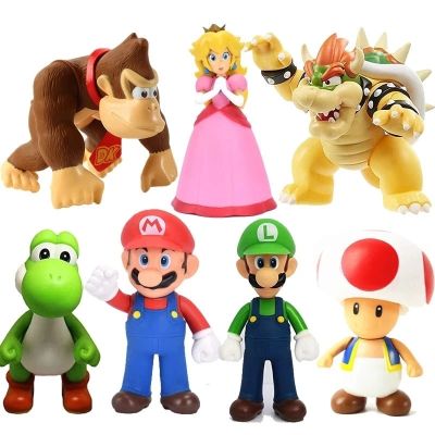 Super Mary Series Action Figure Toys Mario Bros Luigi Yoshi Donkey Kong Wario Anime Model Ornaments Children Birthday Gifts