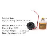 มิเตอร์วัดกระแสเครื่องวัดกระแสไฟดิจิตอล22มม. 0-100a แผงตัวบ่งชี้ที่วัดแรงดันไฟฟ้าโคมไฟ Led คุณภาพสูงสัญญาณไฟสี่เหลี่ยมกลม