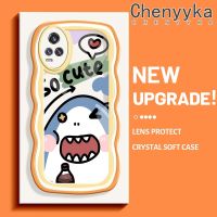 Chenyyka เคสสำหรับ VIVO S7 V20 Pro  เคสการ์ตูตูนน่ารัก ฉลามใหม่มาการองลูกคลื่นขอบกันกระแทกใสนิ่มเคสมือถือโปร่งใส กล้องถ่ายรูปที่สร้างสรรค์เคสซิลิกาเจลฝาครอบป้องกัน