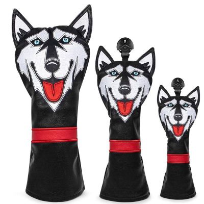 ™ Universal Cute puppy golf club cover 1 3 5 UT for Driver Fairway Woods Covers Hybrid PU Leather Head Covers Set Protector