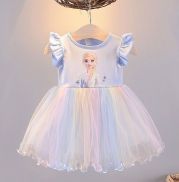Đầm Công Chúa Chất Liệu Cotton Đính Sequin Hình Elsa Anna Thời Trang Cho