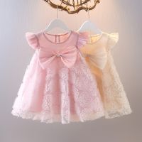 Puff Sleeves Tulle Girl Sweet Dress Children Princess Dress Puffy Skirt With Butterfly Bow Tie Wedding Party Birthday Dresses