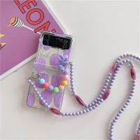 เคสโทรศัพท์ทิวลิปสีม่วง Galaxy Z FLIP 3/4 3 In 1ถอดออกได้