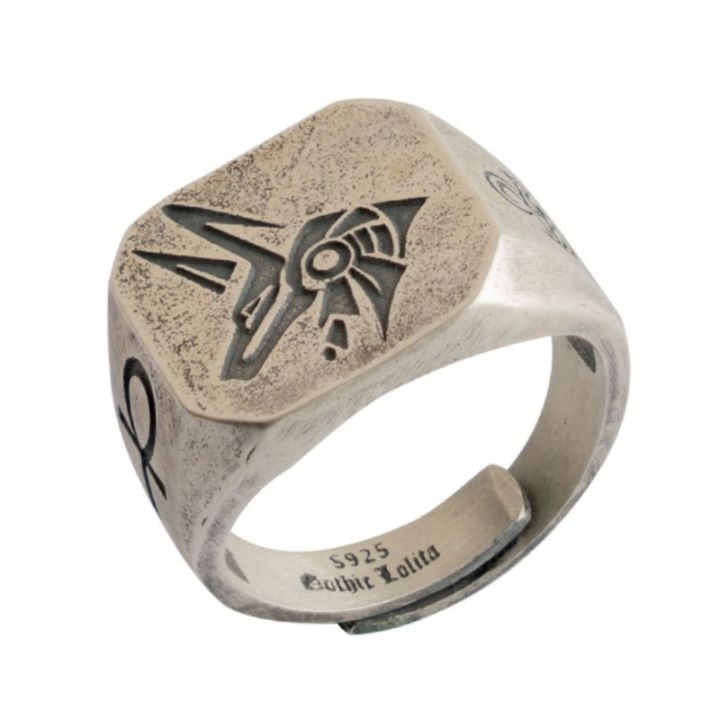 เทพเจ้าอียิปต์-helus-แหวนลายตาที่เป็นเอกลักษณ์สำหรับผู้ชายวินเทจพังค์แฟชั่นแหวนปรับขนาดได้เครื่องประดับของขวัญครบรอบ