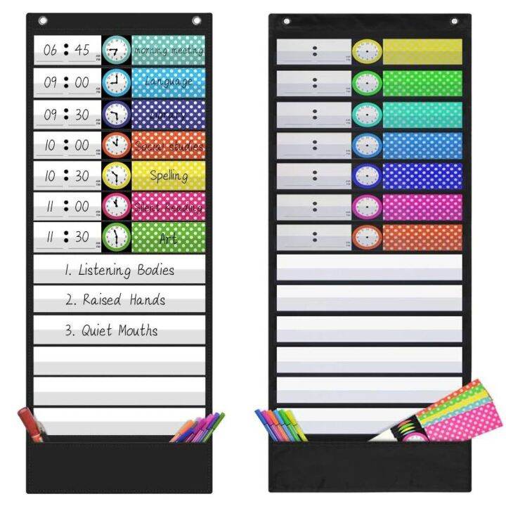 MP0Y DIY Pocket Chart Classroom Preschool Daily Schedule Pocket Home