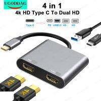 ชนิด C To Daul HDMI-เข้ากันได้4K VGA USB C 3.0 87W ฮับต่อพ่วง PD สำหรับ Macbook Nintendo เหมาะสำหรับ Samsung S9 Dex เหมาะสำหรับ Huawei P20 Xioami 10อะแดปเตอร์สายไฟทีวี