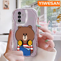 YIWESAN เคสปลอกสำหรับ Samsung กาแลคซี A13 A13 5G เคส A14 A04s ลายการ์ตูนหมีสุดสร้างสรรค์ขอบเป็นลอนโปร่งใสเนื้อครีมเคสมือถือปลอกซิลิโคนใสป้องกันเลนส์กล้องเคสนิ่มกันกระแทก