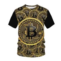 T SHIRT -  ผู้ชายแขนสั้นสกุลเงินดิจิตอล B พิมพ์เสื้อยืด Bitcoin พิมพ์เสื้อยืดแขนสั้น B Bitcoin 3D พิมพ์เสื้อยืด