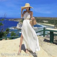 COD DSTGRTYTRUYUY 【In Stock COD】To Film Beach Dress Women Seaside Resort Sexy White Condole Belt Backless