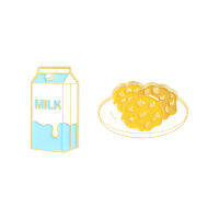 Yummy! Cookie &amp; Milk Pin Set of 2 Foodie Brooches Cartoon Drink Badges Jacket Bag Hat Accessories