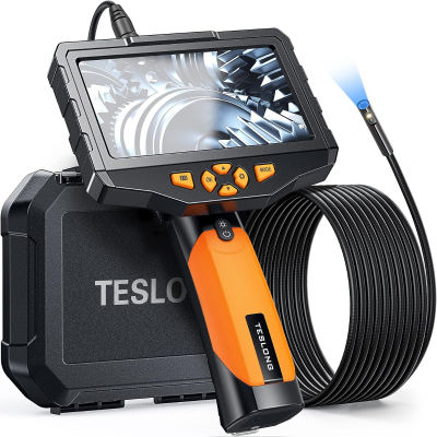 Teslong Dual Lens Inspection Camera with Light, Digital Industrial Borescope, Video Endoscope, Scope Camera, 5