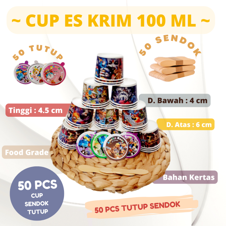 GROSIR PAPER CUP ES KRIM KERTAS / GAMBAR CUP ES / GELAS ES PLASTIK Lazada Indonesia