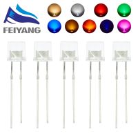 ❖♈ 100pcs Min 5mm Flat Top White Red Pink Yellow Blue Wide Angle Light Lamp Diode LED Ultra Bright Bulbs Emitting Diode F5 5mm Lamp